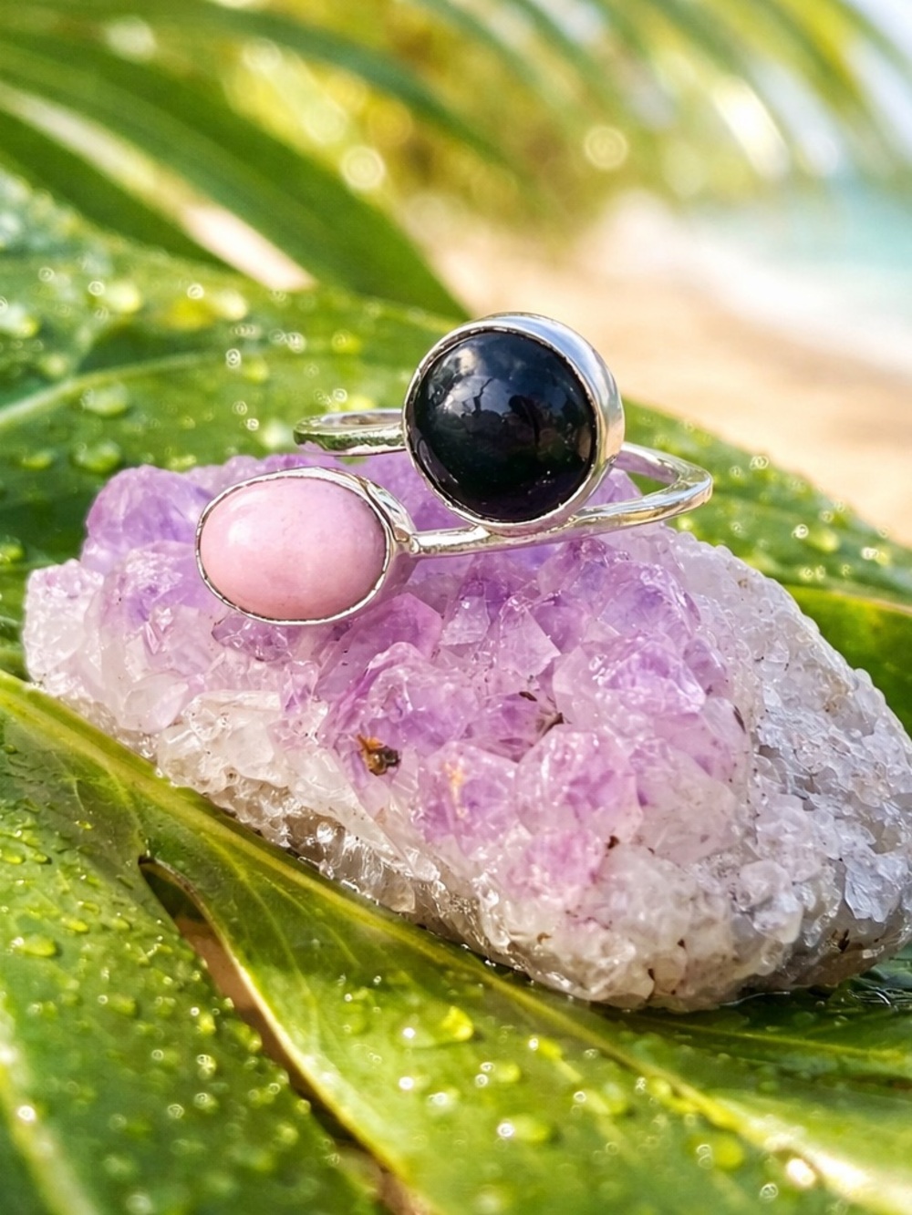 Phosphosiderite Onyx Ring